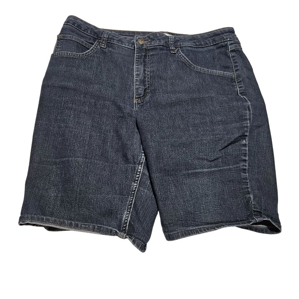 Riders Mid Rise Bermuda Jean Shorts Womens Size 35 Waist Dark Wash Denim